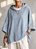 Casual Chic Striped Hooded Sweatshirt
