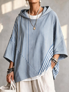 Casual Chic Striped Hooded Sweatshirt