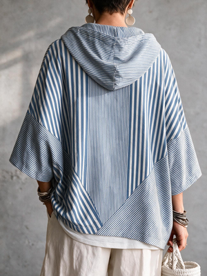 Casual Chic Striped Hooded Sweatshirt