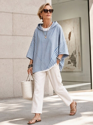 Casual Chic Striped Hooded Sweatshirt