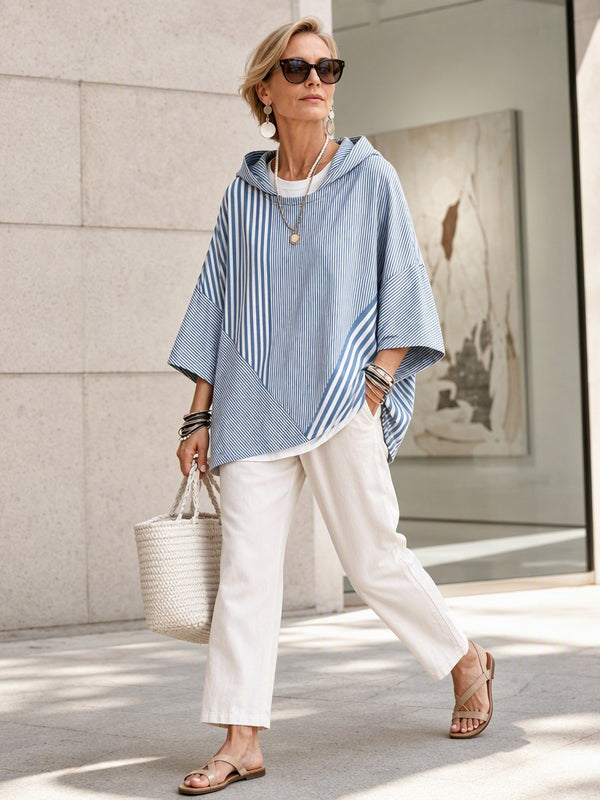 Casual Chic Striped Hooded Sweatshirt