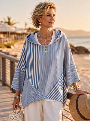 Casual Chic Striped Hooded Sweatshirt