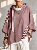 Casual Chic Striped Hooded Sweatshirt