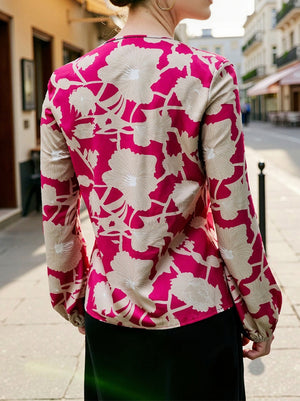 Casual Chic V-Neck Print Long-Sleeve Top