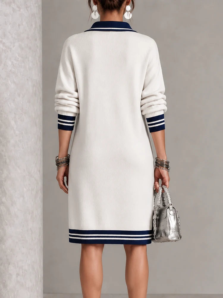 Casual Chic Zip-Front Polo Midi Dress