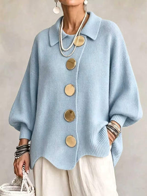 Casual Collared Button Knit Cardigan
