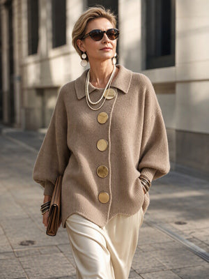 Casual Collared Button Knit Cardigan