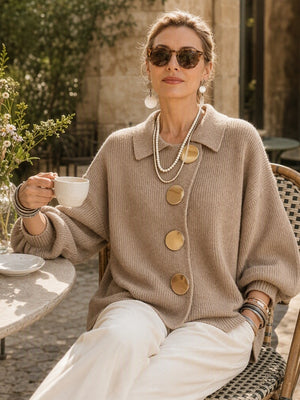 Casual Collared Button Knit Cardigan