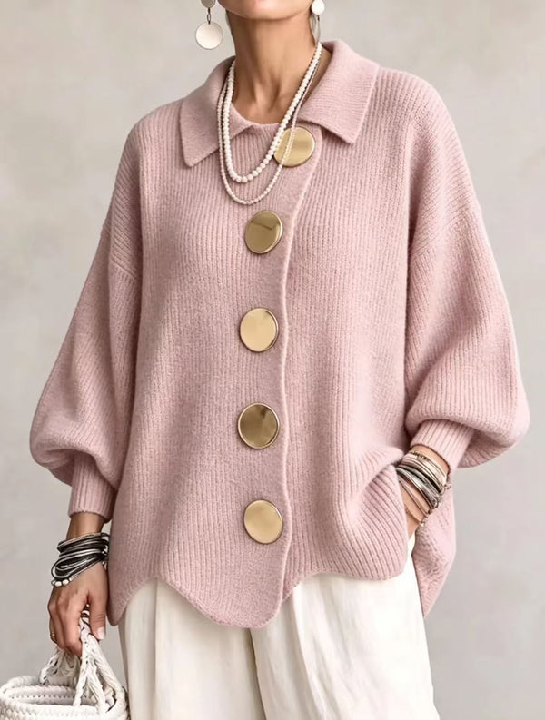 Casual Collared Button Knit Cardigan