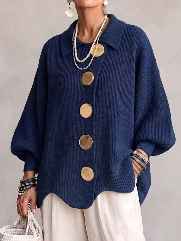 Casual Collared Button Knit Cardigan