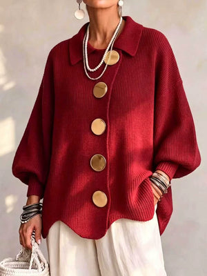 Casual Collared Button Knit Cardigan