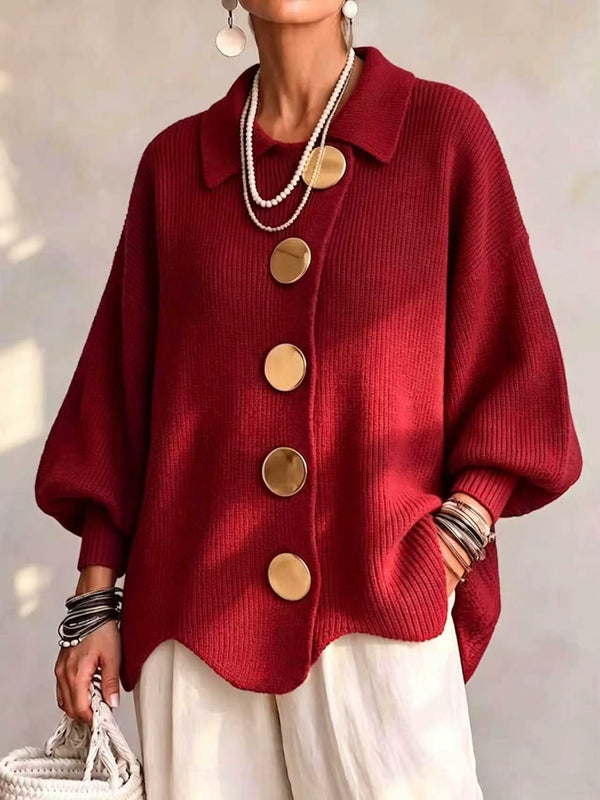 Casual Collared Button Knit Cardigan