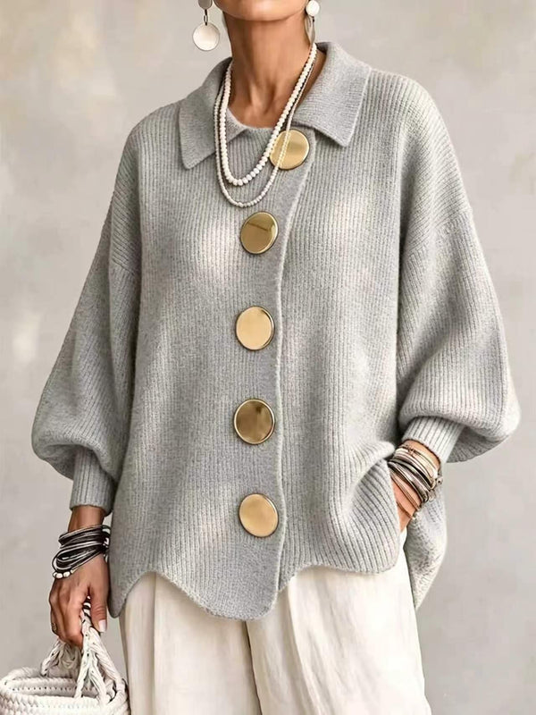 Casual Collared Button Knit Cardigan
