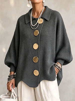 Casual Collared Button Knit Cardigan