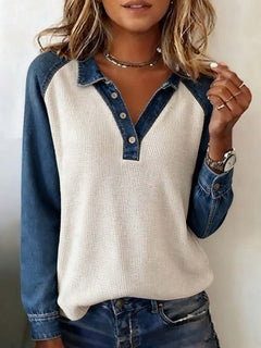 Casual Color-Blocked Patchwork Top