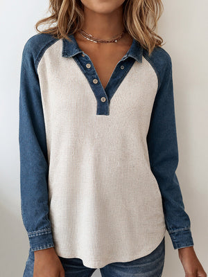 Casual Color-Blocked Patchwork Top