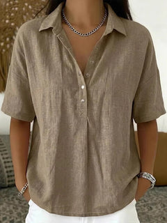 Casual Cotton Linen Short Sleeve Top