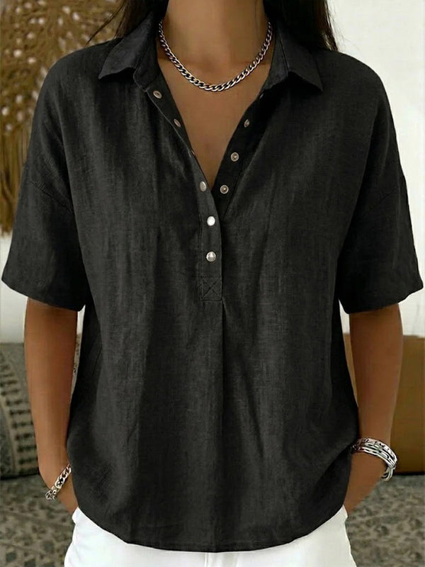 Casual Cotton Linen Short Sleeve Top7