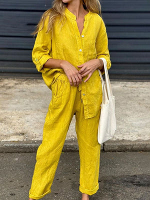 Casual Cotton Linen Two-Piece Set
