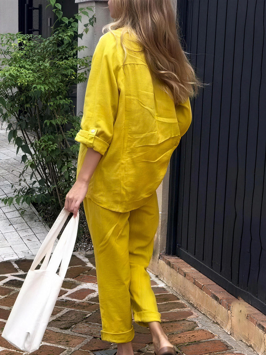 Casual Cotton Linen Two-Piece Set