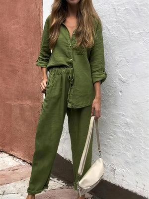 Casual Cotton Linen Two-Piece Set