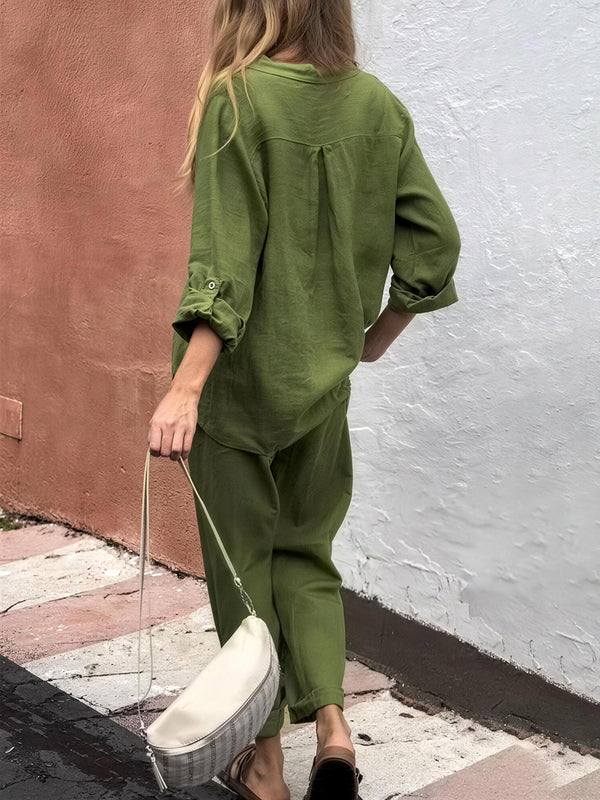 Casual Cotton Linen Two-Piece Set