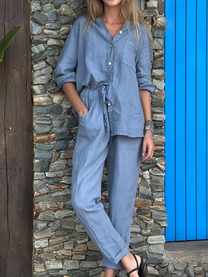 Casual Cotton Linen Two-Piece Set