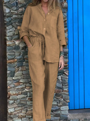 Casual Cotton Linen Two-Piece Set