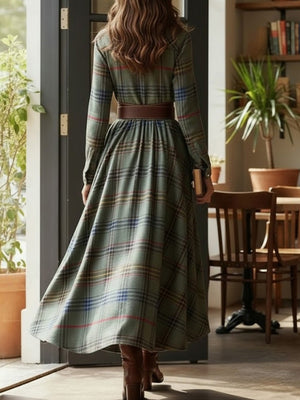 Casual Elegant Plaid Maxi Dress