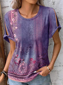 Casual Floral Short Sleeve Top