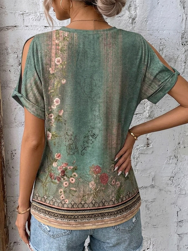 Casual Floral Short Sleeve Top