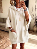 Casual Hooded Sweatshirt Midi Dress
