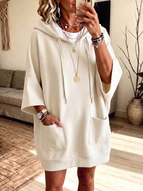 Casual Hooded Sweatshirt Midi Dress