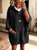 Casual Hooded Sweatshirt Midi Dress