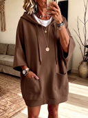 Casual Hooded Sweatshirt Midi Dress