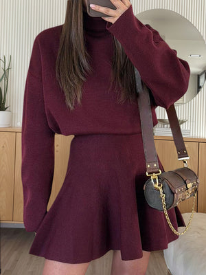 Casual Knit Long-Sleeve Mini Dress