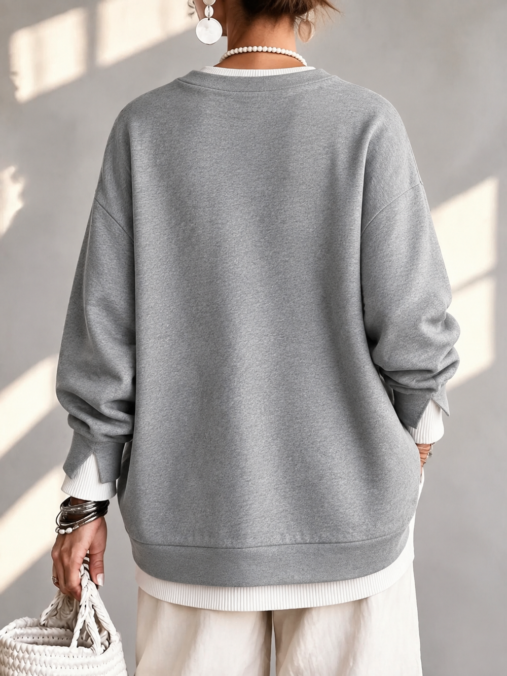 Casual Layered Look Pullover Sweatshirt