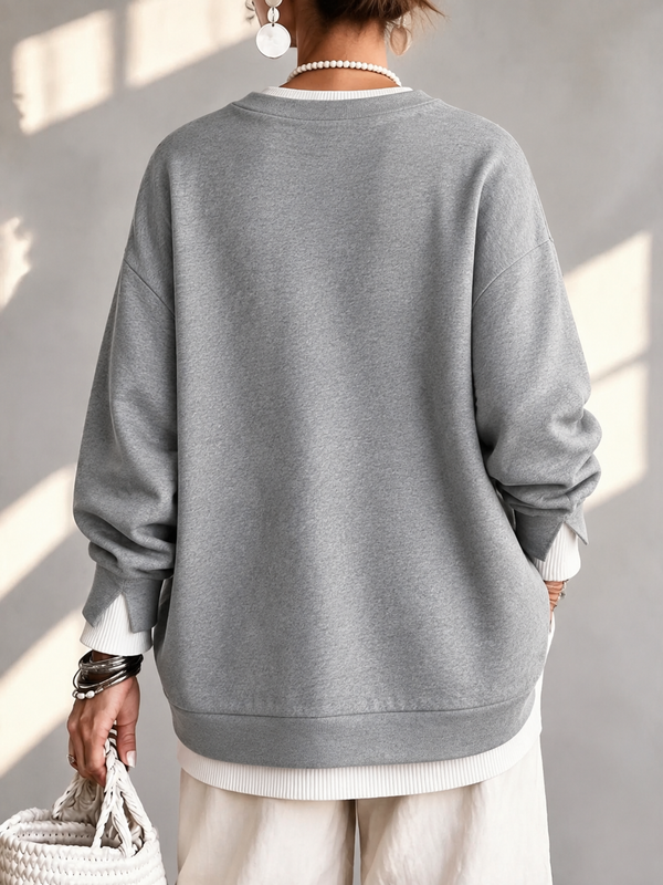 Casual Layered Look Pullover Sweatshirt