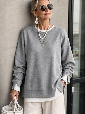 Casual Layered Look Pullover Sweatshirt
