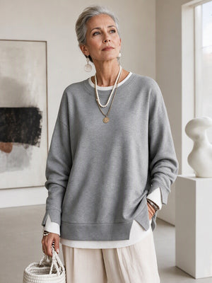 Casual Layered Look Pullover Sweatshirt