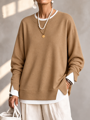 Casual Layered Look Pullover Sweatshirt