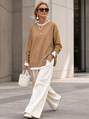 Casual Layered Look Pullover Sweatshirt