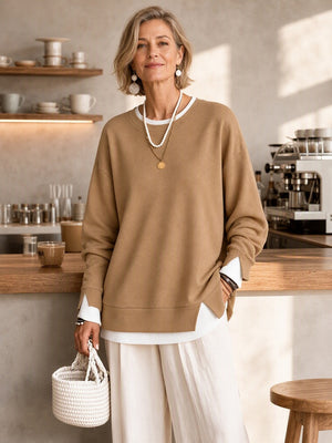 Casual Layered Look Pullover Sweatshirt