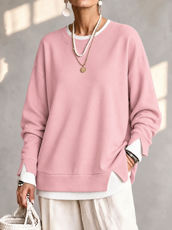 Casual Layered Look Pullover Sweatshirt
