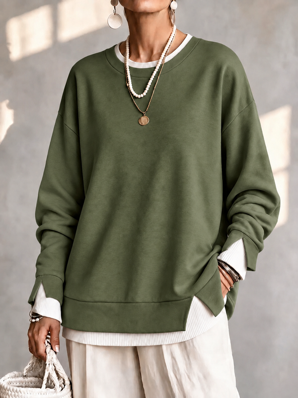 Casual Layered Look Pullover Sweatshirt
