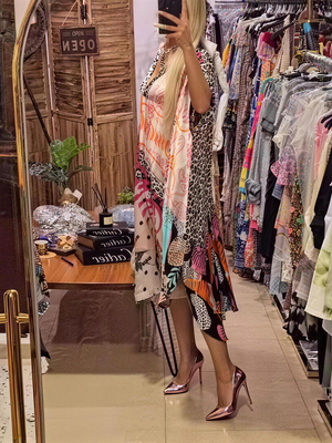 Casual Leopard-Print V-Neck Midi Dress