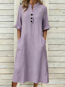 Casual Linen Blend Midi Dress