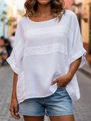Casual Linen Crew Neck Top