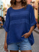 Casual Linen Crew Neck Top