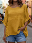 Casual Linen Crew Neck Top